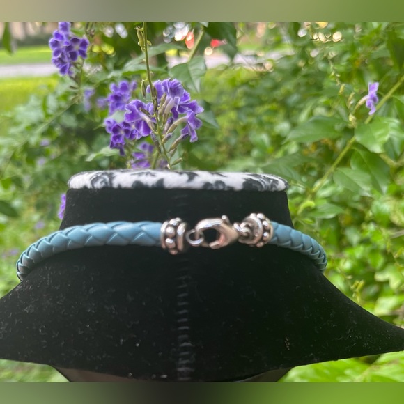 Honora Cultured Pearl and Braided Leather in Blue with Sterling Silver clasp - Picture 4 of 6